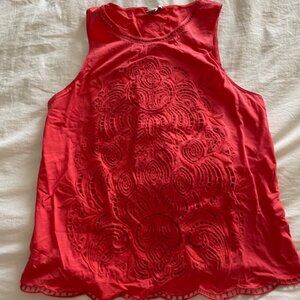 Embroidered/cut-out J. Crew tank top with cute scallop detail